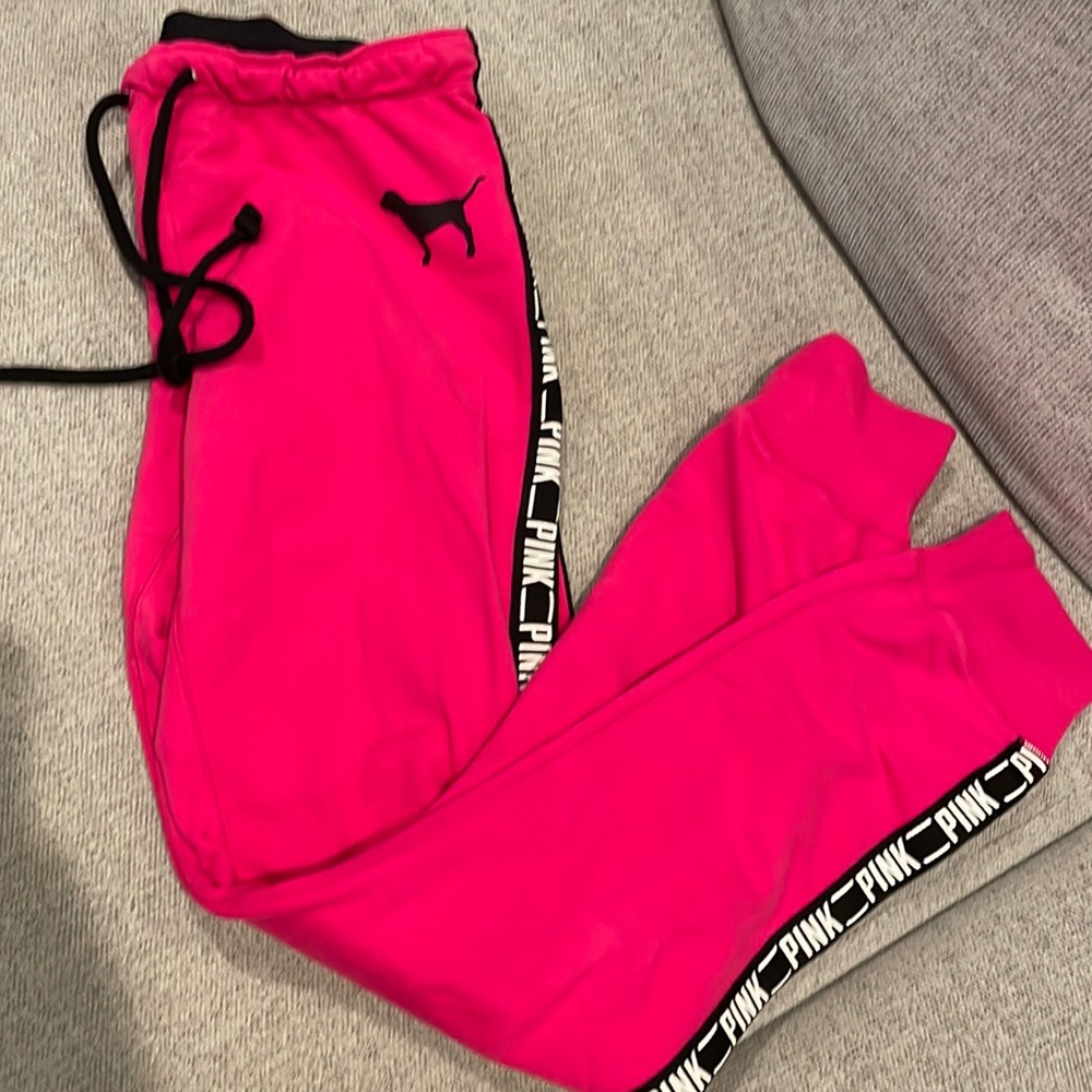 Pink collegiate joggers tight fit good condition size XS